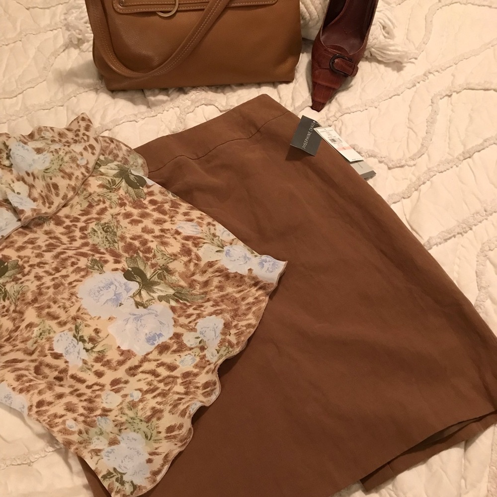 Josephine Chaus Silk & Linen Pencil Skirt Career